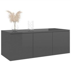 TV Cabinet High Gloss Grey 80x34x30 Cm Chipboard -NEWTRAL Sales Shop TV Cabinet High Gloss Grey 80x34x30 cm Chipboard 488703 3