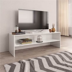 TV Cabinet High Gloss White 120x40x40 Cm Chipboard