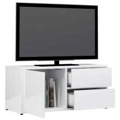 TV Cabinet High Gloss White 80x34x36 Cm Chipboard -NEWTRAL Sales Shop TV Cabinet High Gloss White 80x34x36 cm Chipboard 432244 4