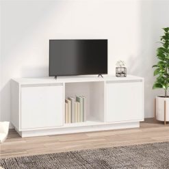 TV Cabinet White 110.5x35x44 Cm Solid Wood Pine