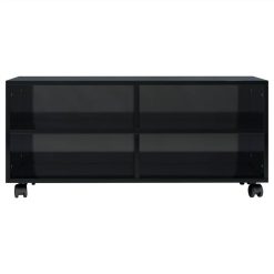TV Cabinet With Castors High Gloss Black 90x35x35 Cm Chipboard -NEWTRAL Sales Shop TV Cabinet with Castors High Gloss Black 90x35x35 cm Chipboard 450443 3