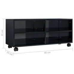 TV Cabinet With Castors High Gloss Black 90x35x35 Cm Chipboard -NEWTRAL Sales Shop TV Cabinet with Castors High Gloss Black 90x35x35 cm Chipboard 450443 5