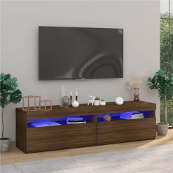 TV Cabinet With LED Lights 2 Pcs Brown Oak 75x35x40 Cm