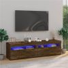 TV Cabinet With LED Lights 2 Pcs Smoked Oak 75x35x40 Cm