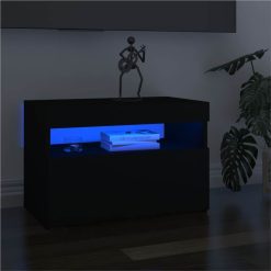 TV Cabinet With LED Lights Black 60x35x40 Cm
