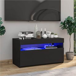 TV Cabinet With LED Lights Black 75x35x40 Cm