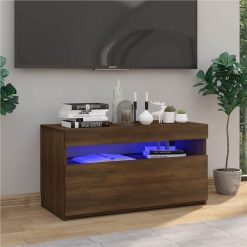 TV Cabinet With LED Lights Brown Oak 75x35x40 Cm