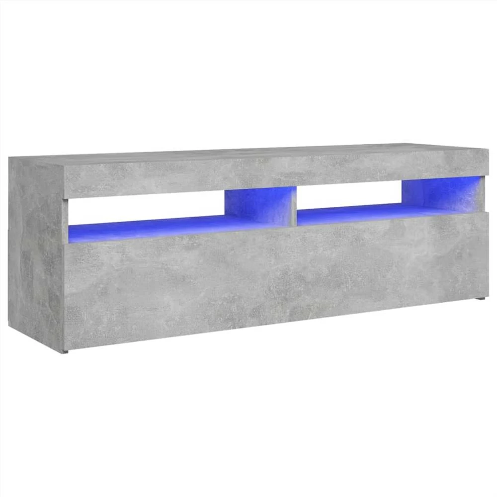 TV Cabinet With LED Lights Concrete Grey 120x35x40 Cm 2 TV Cabinet With LED Lights Concrete Grey 120x35x40 Cm - Image 2