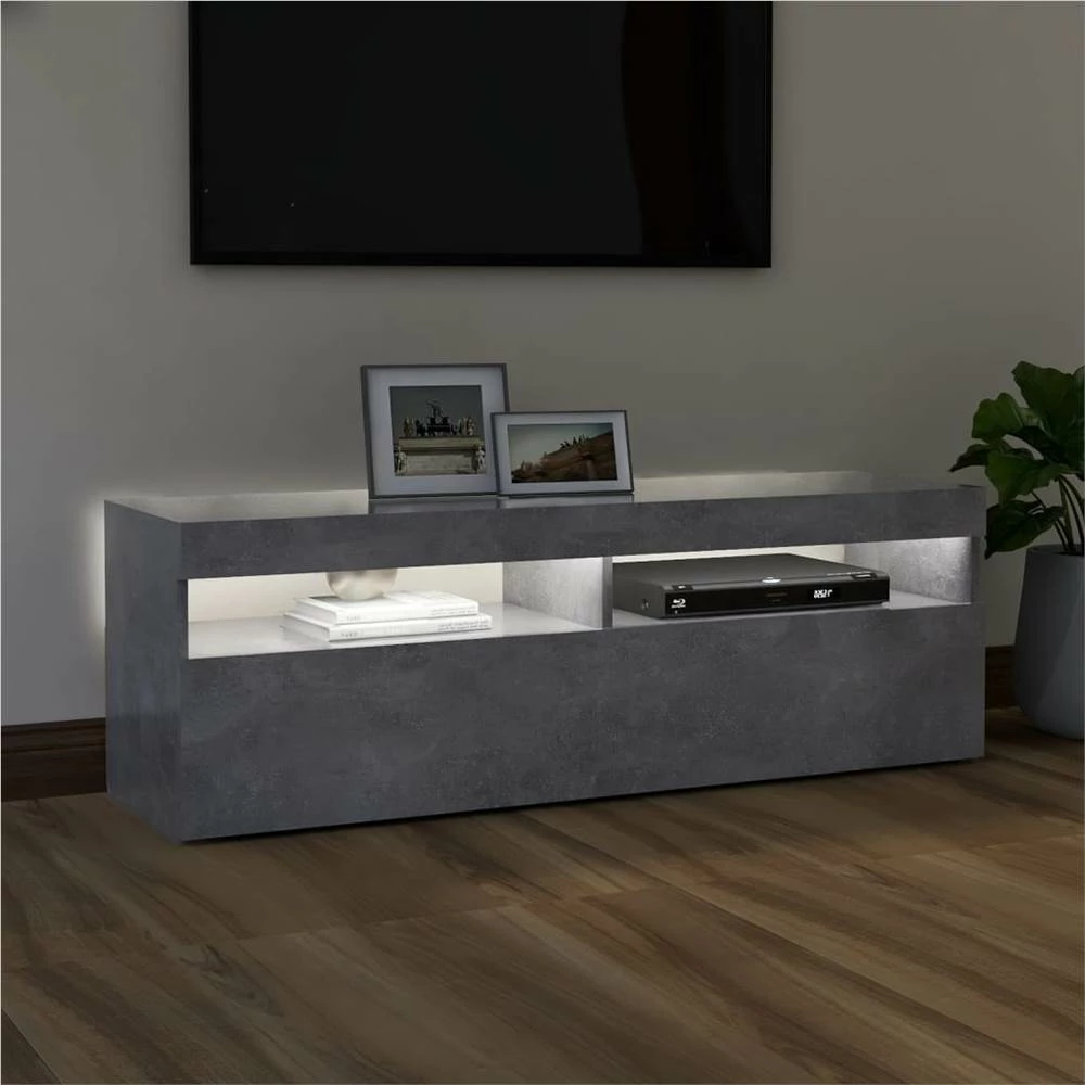 TV Cabinet With LED Lights Concrete Grey 120x35x40 Cm 3 TV Cabinet With LED Lights Concrete Grey 120x35x40 Cm - Image 3