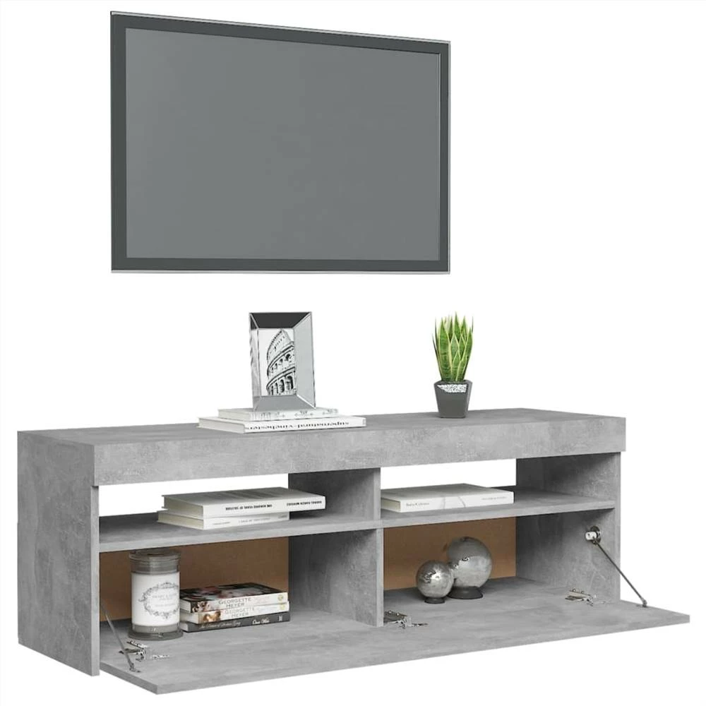 TV Cabinet With LED Lights Concrete Grey 120x35x40 Cm 6 TV Cabinet With LED Lights Concrete Grey 120x35x40 Cm - Image 6