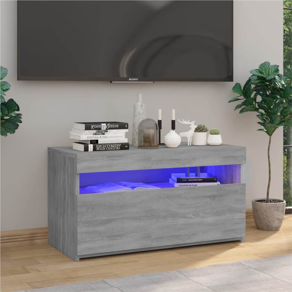 TV Cabinet with LED Lights Grey Sonoma 75x35x40 cm TV Cabinet With LED Lights Grey Sonoma 75x35x40 Cm -NEWTRAL Sales Shop TV Cabinet with LED Lights Grey Sonoma 75x35x40 cm 509434 0