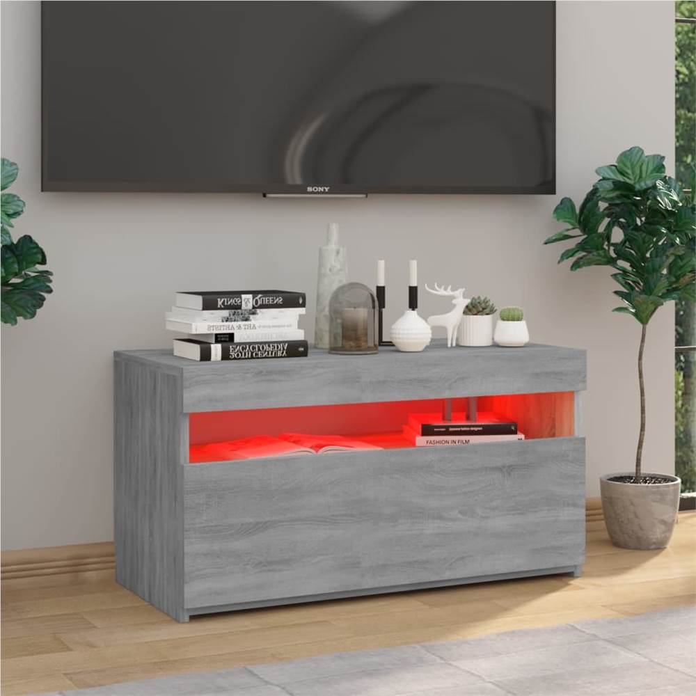 TV Cabinet with LED Lights Grey Sonoma 75x35x40 cm TV Cabinet With LED Lights Grey Sonoma 75x35x40 Cm -NEWTRAL Sales Shop TV Cabinet with LED Lights Grey Sonoma 75x35x40 cm 509434 2