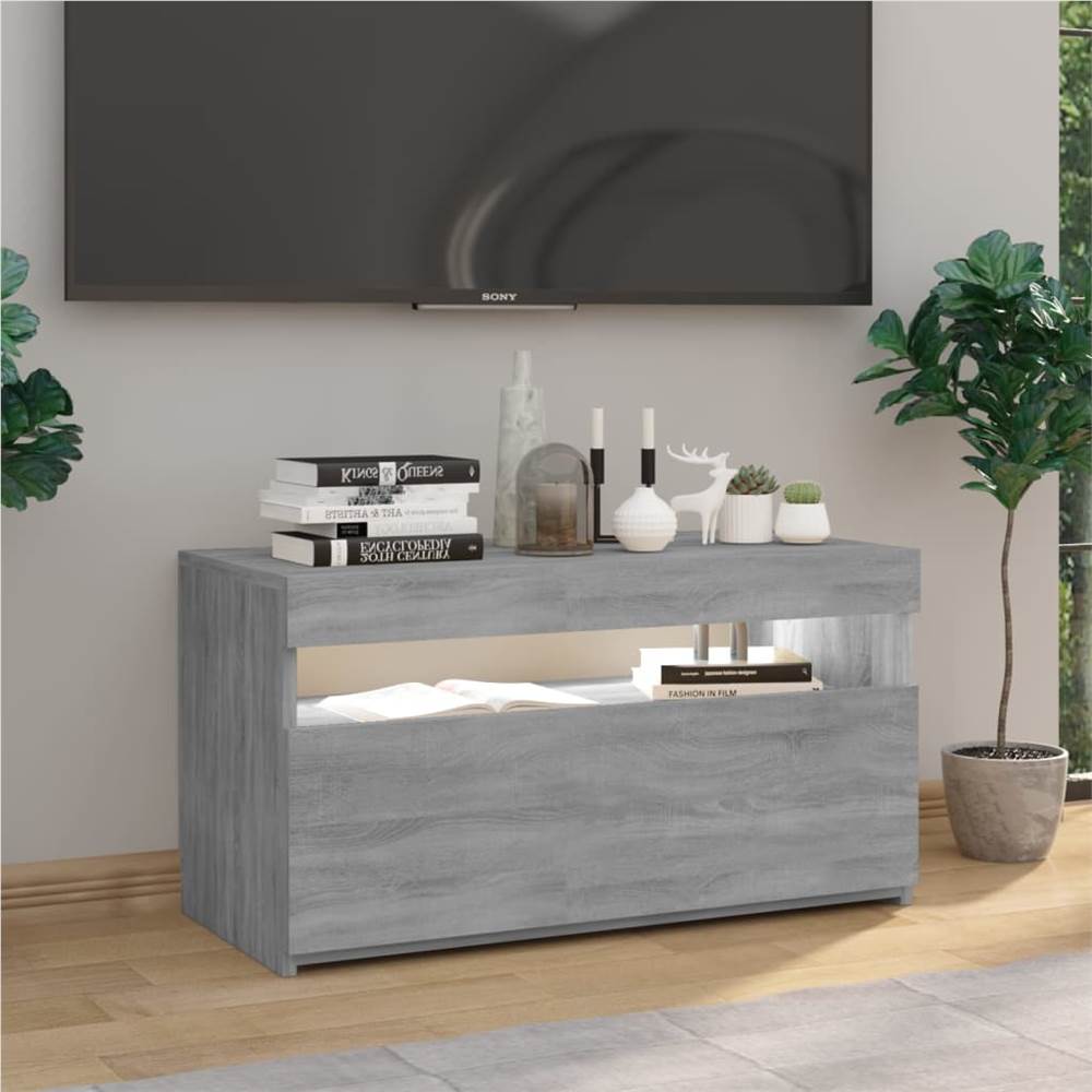 TV Cabinet with LED Lights Grey Sonoma 75x35x40 cm TV Cabinet With LED Lights Grey Sonoma 75x35x40 Cm -NEWTRAL Sales Shop TV Cabinet with LED Lights Grey Sonoma 75x35x40 cm 509434 3