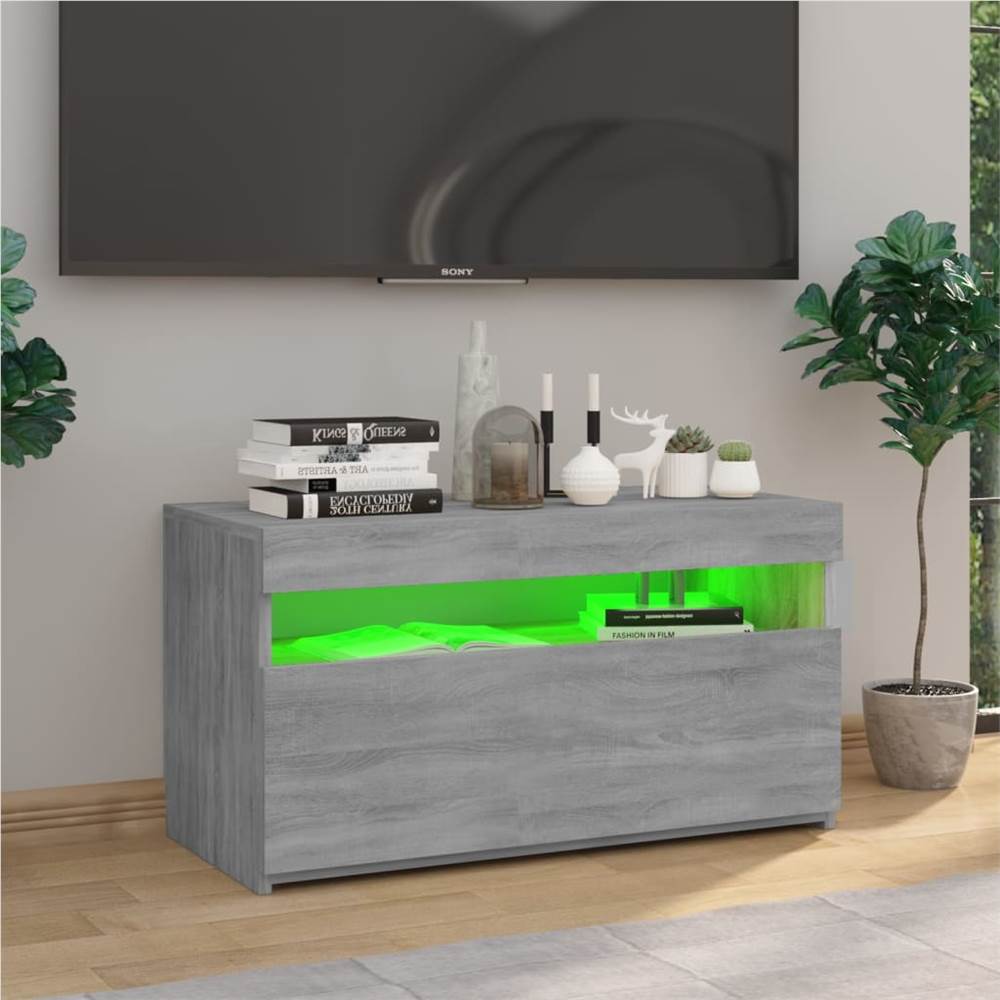TV Cabinet with LED Lights Grey Sonoma 75x35x40 cm TV Cabinet With LED Lights Grey Sonoma 75x35x40 Cm -NEWTRAL Sales Shop TV Cabinet with LED Lights Grey Sonoma 75x35x40 cm 509434 4