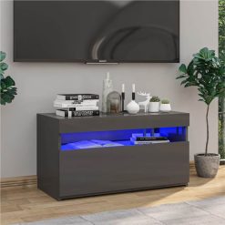 TV Cabinet With LED Lights High Gloss Grey 75x35x40 Cm