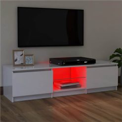 TV Cabinet With LED Lights High Gloss White 120x30x35.5 Cm -NEWTRAL Sales Shop TV Cabinet with LED Lights High Gloss White 120x30x35 5 cm 476447 2