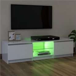 TV Cabinet With LED Lights High Gloss White 120x30x35.5 Cm -NEWTRAL Sales Shop TV Cabinet with LED Lights High Gloss White 120x30x35 5 cm 476447 3