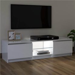 TV Cabinet With LED Lights High Gloss White 120x30x35.5 Cm -NEWTRAL Sales Shop TV Cabinet with LED Lights High Gloss White 120x30x35 5 cm 476447 4