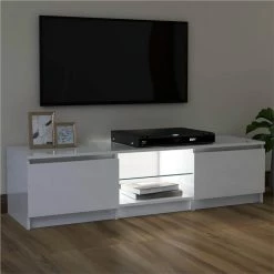 TV Cabinet With LED Lights High Gloss White 120x30x35.5 Cm 10 TV Cabinet With LED Lights High Gloss White 120x30x35.5 Cm -NEWTRAL Sales Shop TV Cabinet with LED Lights High Gloss White 120x30x35 5 cm 476447 4