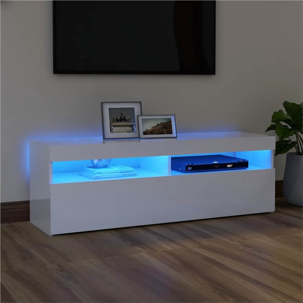 TV Cabinet with LED Lights High Gloss White 120x35x40 cm TV Cabinet With LED Lights High Gloss White 120x35x40 Cm -NEWTRAL Sales Shop TV Cabinet with LED Lights High Gloss White 120x35x40 cm 463008 0