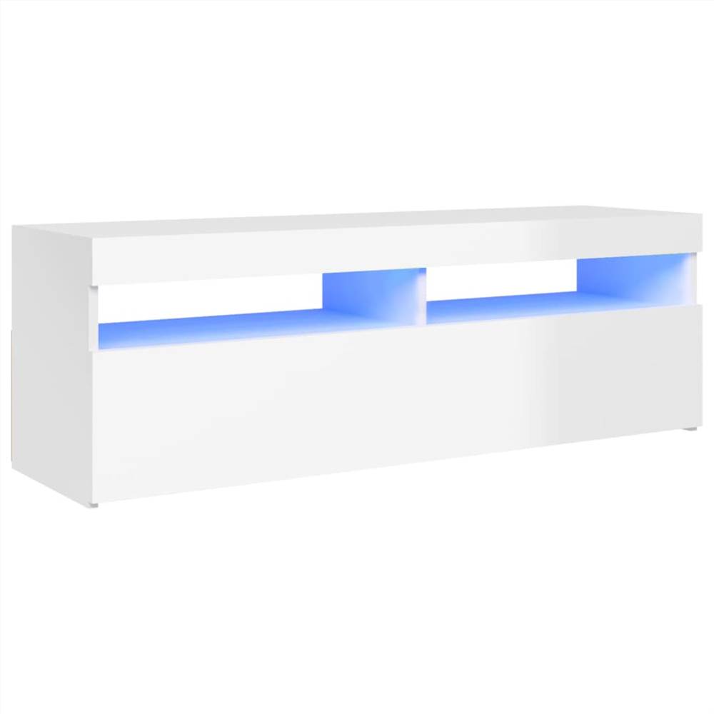 TV Cabinet with LED Lights High Gloss White 120x35x40 cm TV Cabinet With LED Lights High Gloss White 120x35x40 Cm -NEWTRAL Sales Shop TV Cabinet with LED Lights High Gloss White 120x35x40 cm 463008 1