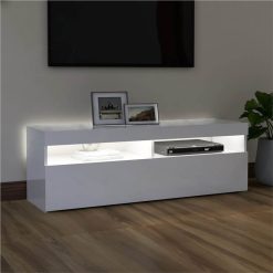 TV Cabinet With LED Lights High Gloss White 120x35x40 Cm 2 TV Cabinet With LED Lights High Gloss White 120x35x40 Cm -NEWTRAL Sales Shop TV Cabinet with LED Lights High Gloss White 120x35x40 cm 463008 2