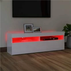 TV Cabinet With LED Lights High Gloss White 120x35x40 Cm 9 TV Cabinet With LED Lights High Gloss White 120x35x40 Cm -NEWTRAL Sales Shop TV Cabinet with LED Lights High Gloss White 120x35x40 cm 463008 3