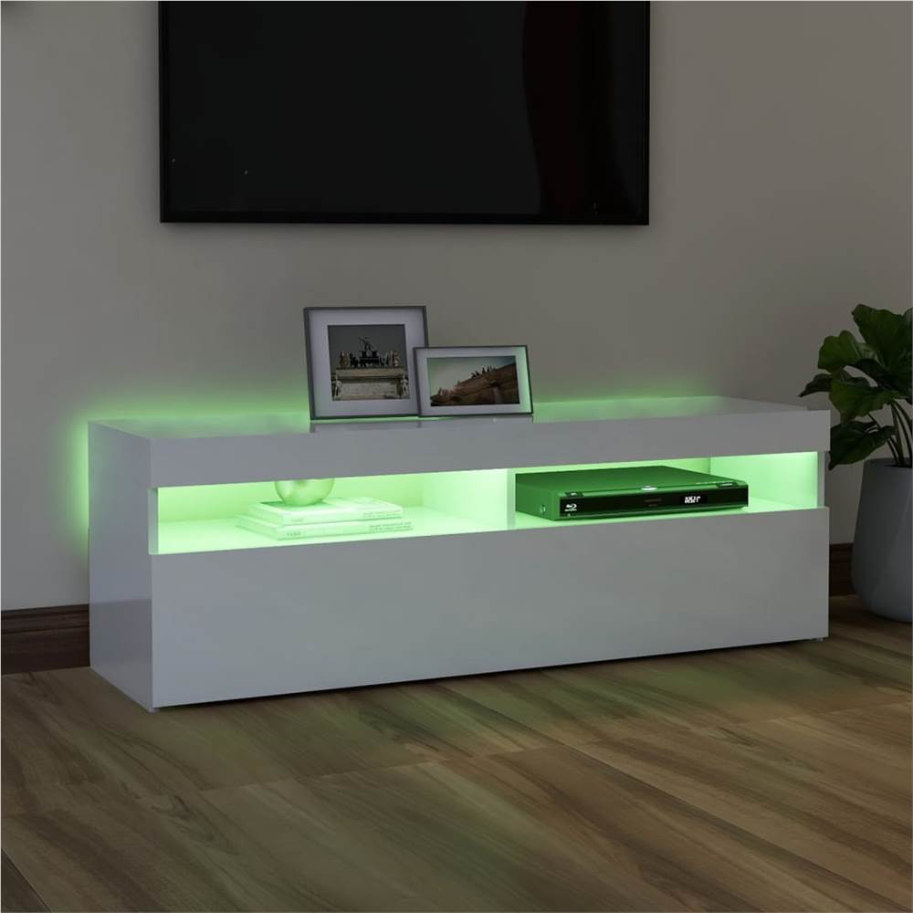 TV Cabinet with LED Lights High Gloss White 120x35x40 cm TV Cabinet With LED Lights High Gloss White 120x35x40 Cm -NEWTRAL Sales Shop TV Cabinet with LED Lights High Gloss White 120x35x40 cm 463008 4