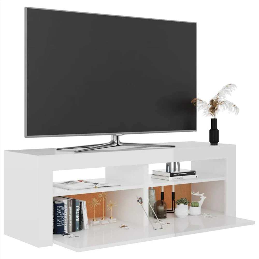TV Cabinet With LED Lights High Gloss White 120x35x40 Cm 6 TV Cabinet With LED Lights High Gloss White 120x35x40 Cm - Image 6