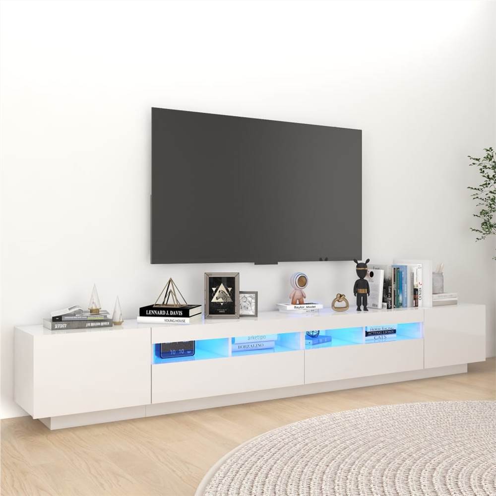 TV Cabinet with LED Lights High Gloss White 260x35x40 cm TV Cabinet With LED Lights High Gloss White 260x35x40 Cm -NEWTRAL Sales Shop TV Cabinet with LED Lights High Gloss White 260x35x40 cm 473334 0