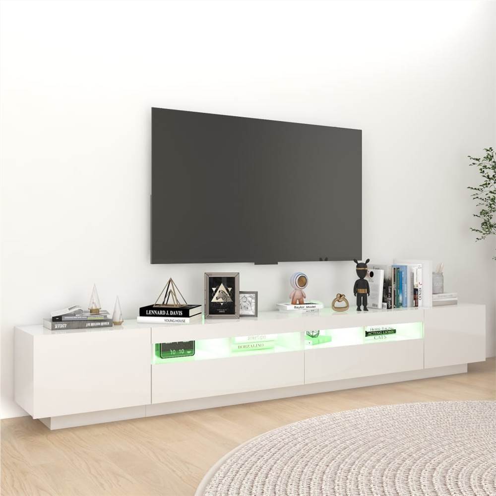 TV Cabinet with LED Lights High Gloss White 260x35x40 cm TV Cabinet With LED Lights High Gloss White 260x35x40 Cm -NEWTRAL Sales Shop TV Cabinet with LED Lights High Gloss White 260x35x40 cm 473334 2