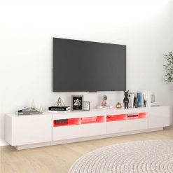 TV Cabinet With LED Lights High Gloss White 260x35x40 Cm 4 TV Cabinet With LED Lights High Gloss White 260x35x40 Cm -NEWTRAL Sales Shop TV Cabinet with LED Lights High Gloss White 260x35x40 cm 473334 4
