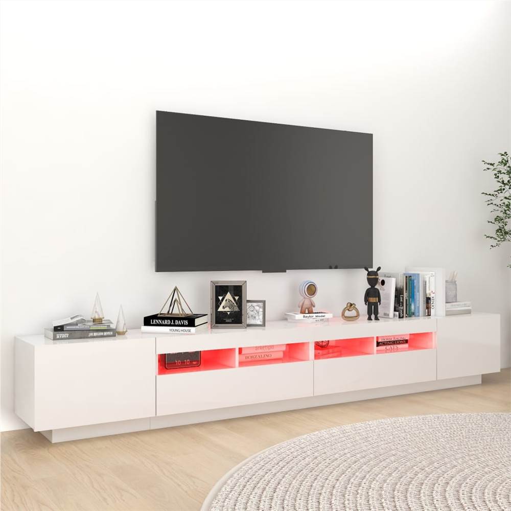TV Cabinet with LED Lights High Gloss White 260x35x40 cm TV Cabinet With LED Lights High Gloss White 260x35x40 Cm -NEWTRAL Sales Shop TV Cabinet with LED Lights High Gloss White 260x35x40 cm 473334 4