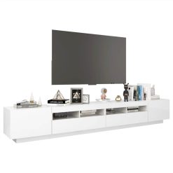 TV Cabinet With LED Lights High Gloss White 260x35x40 Cm 5 TV Cabinet With LED Lights High Gloss White 260x35x40 Cm -NEWTRAL Sales Shop TV Cabinet with LED Lights High Gloss White 260x35x40 cm 473334 5