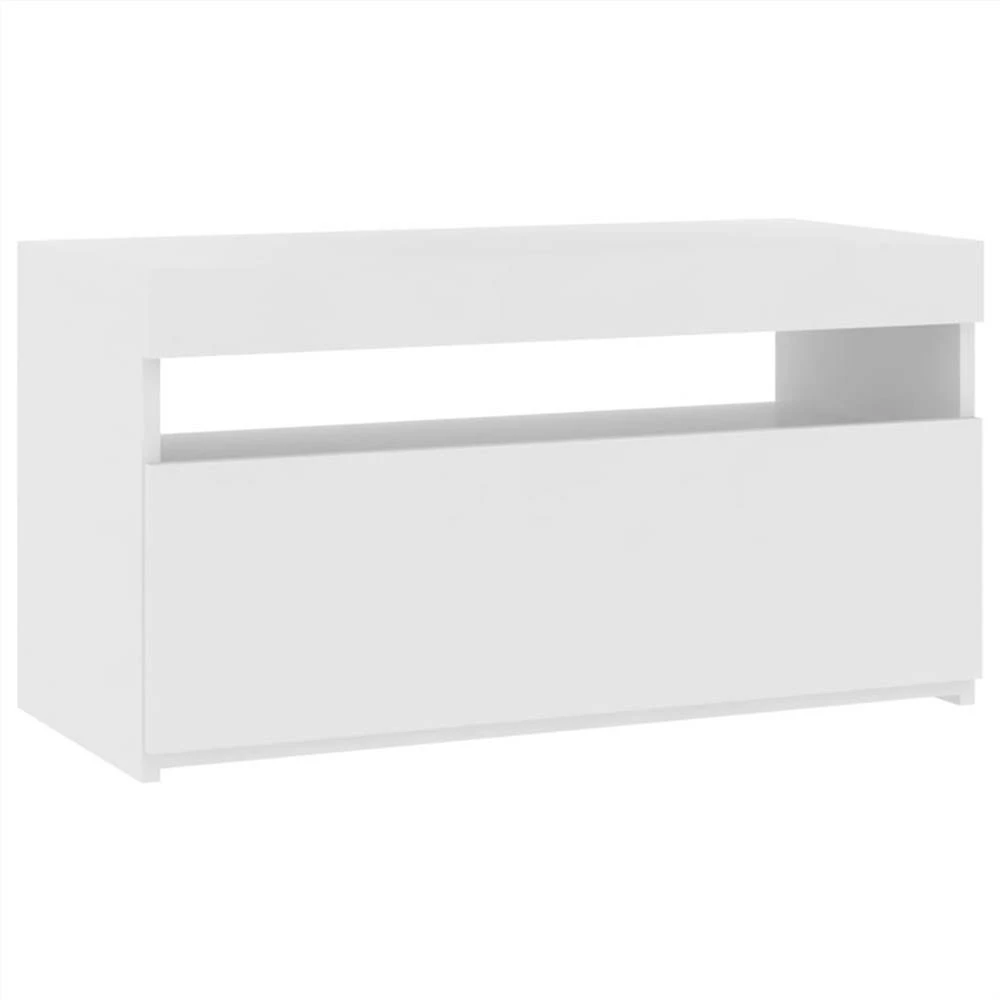 TV Cabinet With LED Lights High Gloss White 75x35x40 Cm 2 TV Cabinet With LED Lights High Gloss White 75x35x40 Cm - Image 2