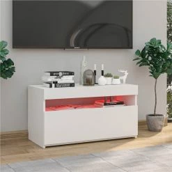 TV Cabinet With LED Lights High Gloss White 75x35x40 Cm 11 TV Cabinet With LED Lights High Gloss White 75x35x40 Cm -NEWTRAL Sales Shop TV Cabinet with LED Lights High Gloss White 75x35x40 cm 509311 5