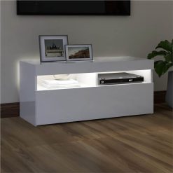 TV Cabinet With LED Lights High Gloss White 90x35x40 Cm 2 TV Cabinet With LED Lights High Gloss White 90x35x40 Cm -NEWTRAL Sales Shop TV Cabinet with LED Lights High Gloss White 90x35x40 cm 466157 2