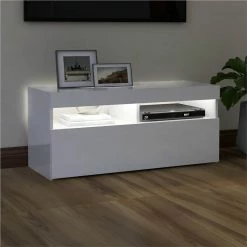 TV Cabinet With LED Lights High Gloss White 90x35x40 Cm 8 TV Cabinet With LED Lights High Gloss White 90x35x40 Cm -NEWTRAL Sales Shop TV Cabinet with LED Lights High Gloss White 90x35x40 cm 466157 2