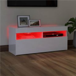 TV Cabinet With LED Lights High Gloss White 90x35x40 Cm 4 TV Cabinet With LED Lights High Gloss White 90x35x40 Cm -NEWTRAL Sales Shop TV Cabinet with LED Lights High Gloss White 90x35x40 cm 466157 4