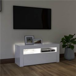 TV Cabinet With LED Lights High Gloss White 90x35x40 Cm -NEWTRAL Sales Shop TV Cabinet with LED Lights High Gloss White 90x35x40 cm 466285 2