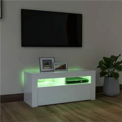 TV Cabinet With LED Lights High Gloss White 90x35x40 Cm 9 TV Cabinet With LED Lights High Gloss White 90x35x40 Cm -NEWTRAL Sales Shop TV Cabinet with LED Lights High Gloss White 90x35x40 cm 466285 3