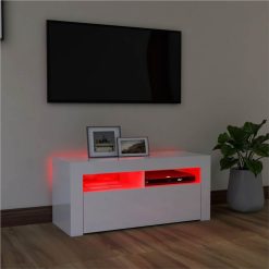 TV Cabinet With LED Lights High Gloss White 90x35x40 Cm -NEWTRAL Sales Shop TV Cabinet with LED Lights High Gloss White 90x35x40 cm 466285 4