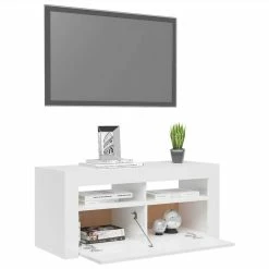 TV Cabinet With LED Lights High Gloss White 90x35x40 Cm 11 TV Cabinet With LED Lights High Gloss White 90x35x40 Cm -NEWTRAL Sales Shop TV Cabinet with LED Lights High Gloss White 90x35x40 cm 466285 5