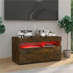 TV Cabinet With LED Lights Smoked Oak 75x35x40 Cm -NEWTRAL Sales Shop TV Cabinet with LED Lights Smoked Oak 75x35x40 cm 510612 2