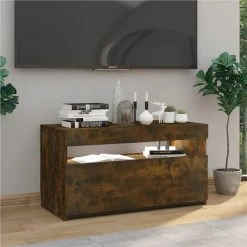 TV Cabinet With LED Lights Smoked Oak 75x35x40 Cm -NEWTRAL Sales Shop TV Cabinet with LED Lights Smoked Oak 75x35x40 cm 510612 3