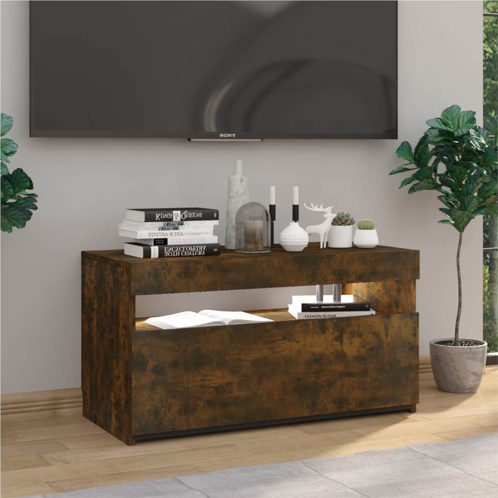 TV Cabinet with LED Lights Smoked Oak 75x35x40 cm TV Cabinet With LED Lights Smoked Oak 75x35x40 Cm -NEWTRAL Sales Shop TV Cabinet with LED Lights Smoked Oak 75x35x40 cm 510612 3