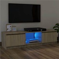 TV Cabinet With LED Lights Sonoma Oak 120x30x35.5 Cm