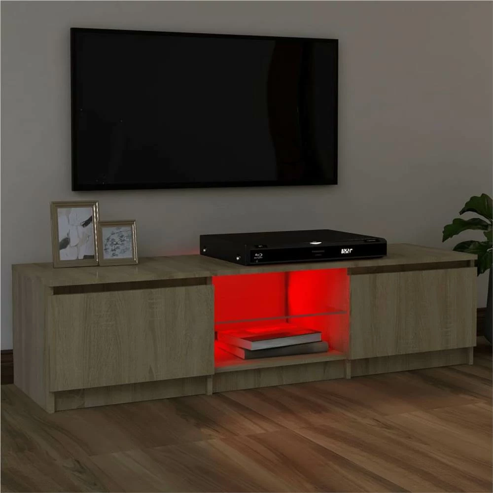 TV Cabinet With LED Lights Sonoma Oak 120x30x35.5 Cm 3 TV Cabinet With LED Lights Sonoma Oak 120x30x35.5 Cm - Image 3