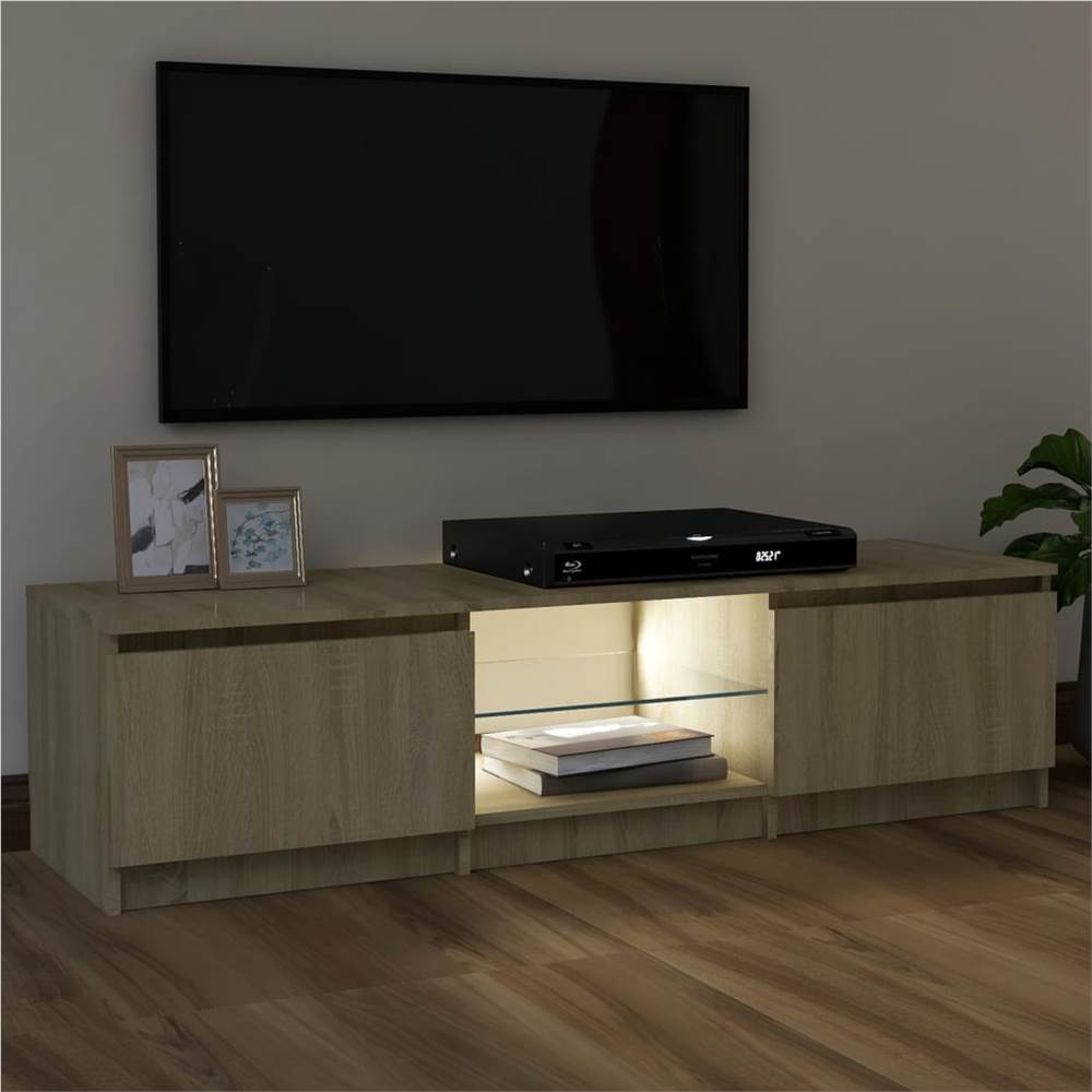 TV Cabinet with LED Lights Sonoma Oak 120x30x35.5 cm TV Cabinet With LED Lights Sonoma Oak 120x30x35.5 Cm -NEWTRAL Sales Shop TV Cabinet with LED Lights Sonoma Oak 120x30x35 5 cm 476537 4