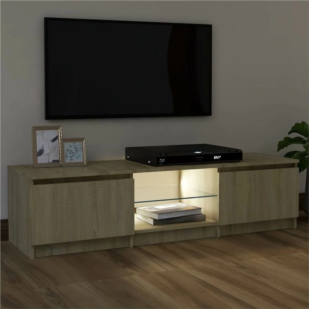 TV Cabinet With LED Lights Sonoma Oak 120x30x35.5 Cm 5 TV Cabinet With LED Lights Sonoma Oak 120x30x35.5 Cm - Image 5